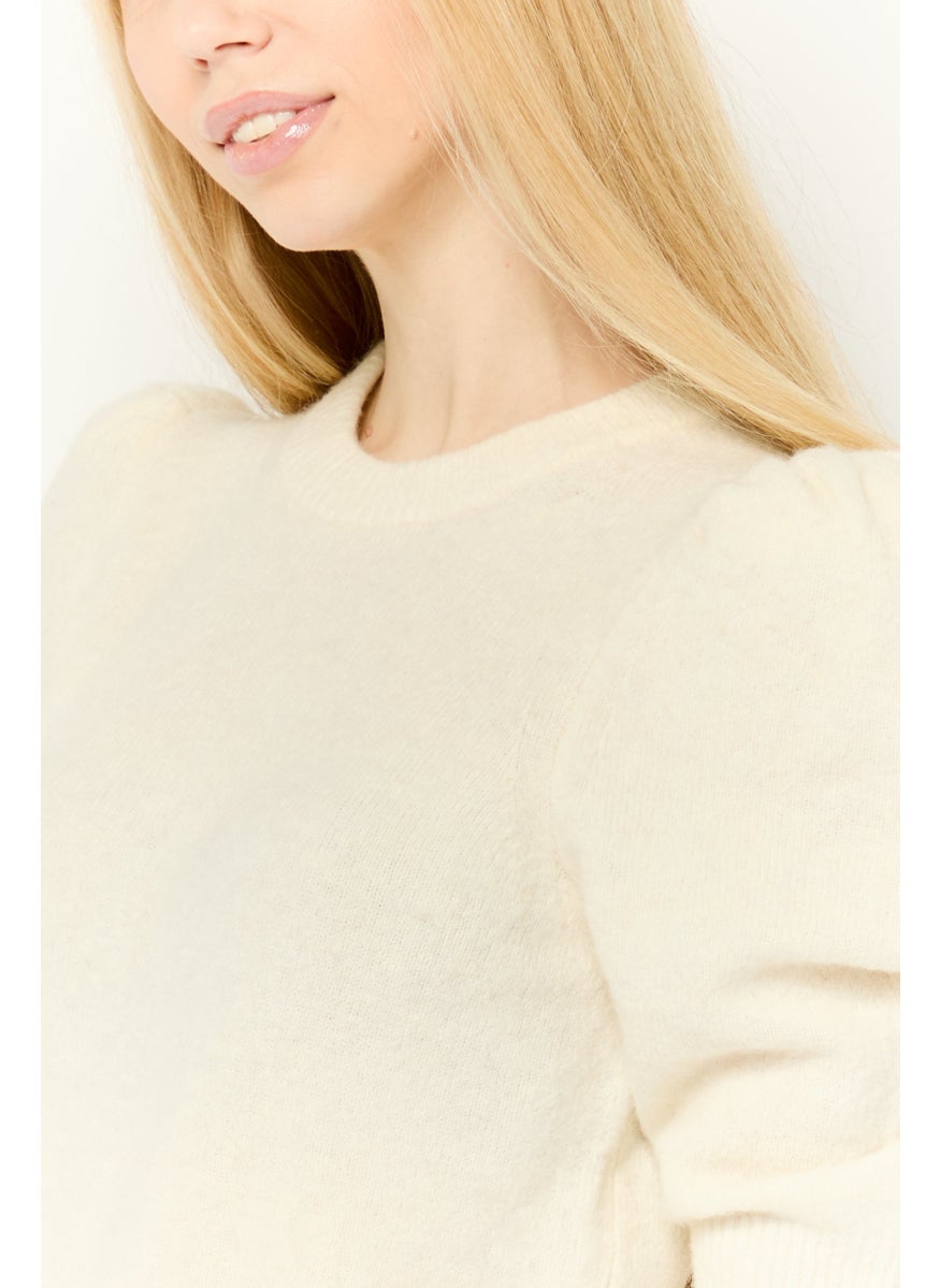 Michael Kors Women Crew Neck Knitted Sweater, Off White  - Image 3