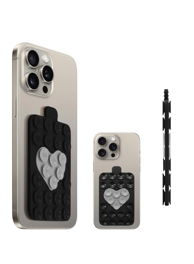 Excefore 2 Pack Two-Color Double Sided Silicone Suction, Hands-Free Strong Grip Holder, Non Slip Sticky Phone Grip, Suitable for All Cellphones, Tiktok Videos & Selfies (Black and Light Gray) - Image 1