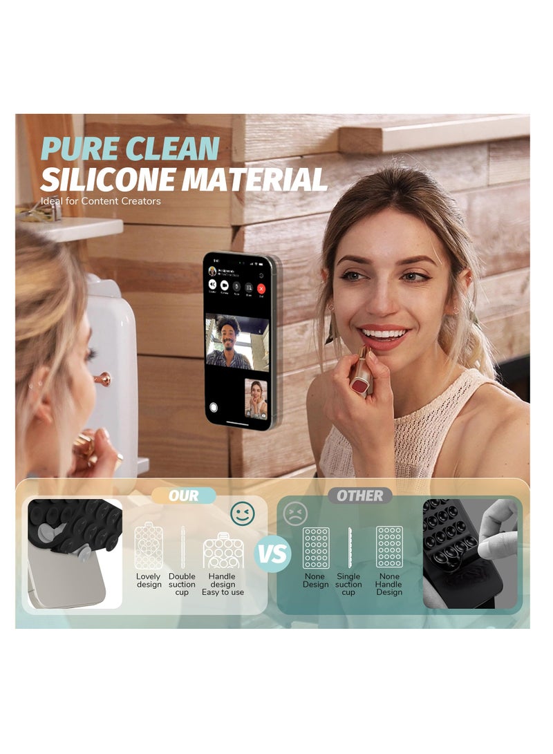 Excefore 2 Pack Two-Color Double Sided Silicone Suction, Hands-Free Strong Grip Holder, Non Slip Sticky Phone Grip, Suitable for All Cellphones, Tiktok Videos & Selfies (Black and Light Gray) - Image 3