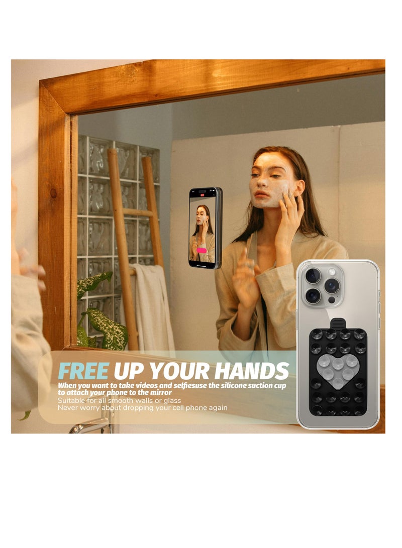 Excefore 2 Pack Two-Color Double Sided Silicone Suction, Hands-Free Strong Grip Holder, Non Slip Sticky Phone Grip, Suitable for All Cellphones, Tiktok Videos & Selfies (Black and Light Gray) - Image 5