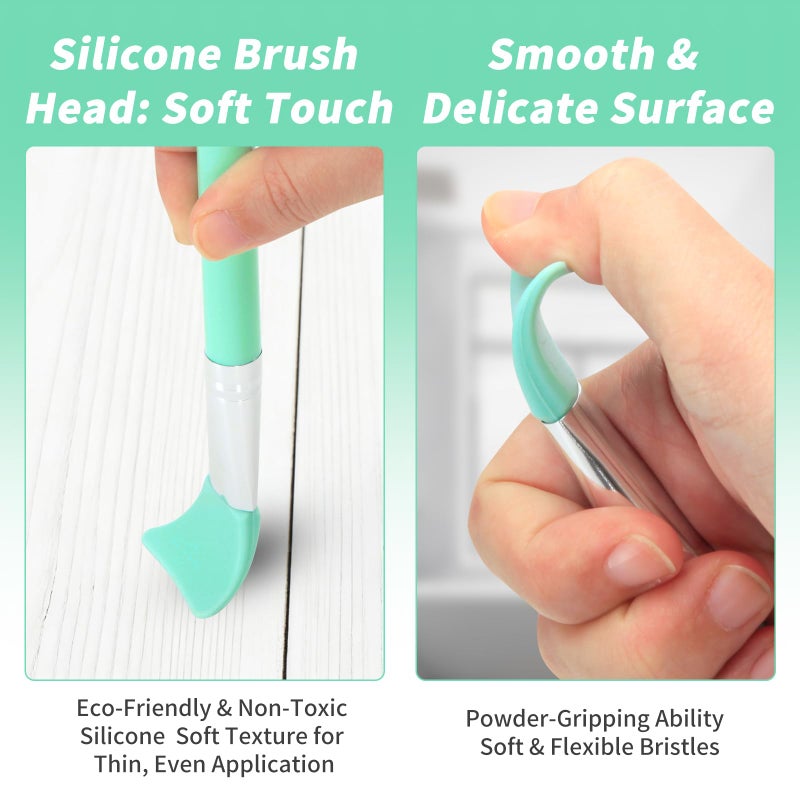 LORMAY 7 Pcs Silicone Brush Applicator Kit for UV Resin Epoxy Art Crafting and Cream Makeup Products (Mint Green) - Image 5