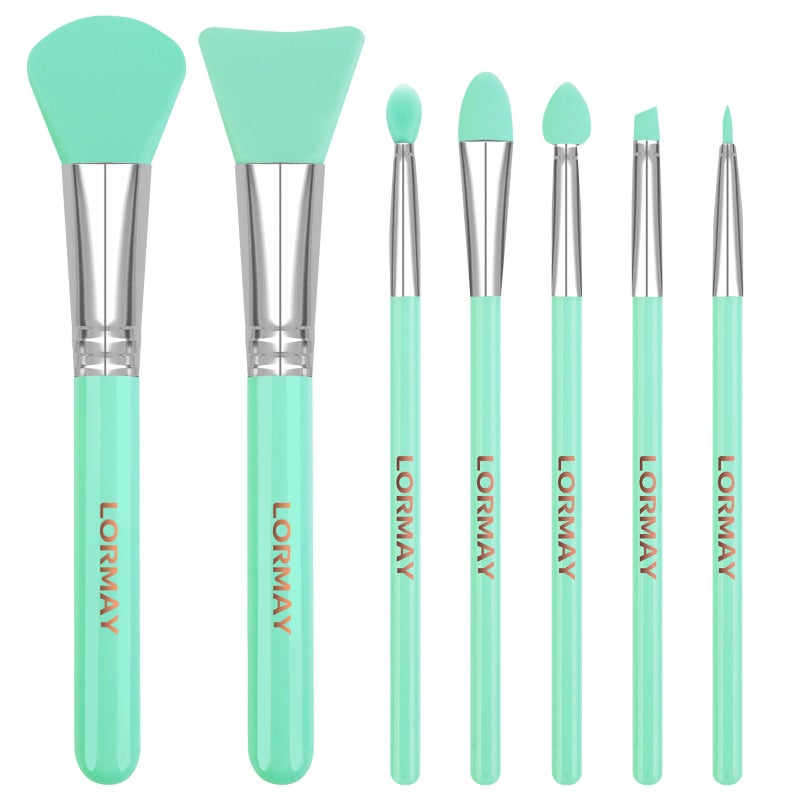 LORMAY 7 Pcs Silicone Brush Applicator Kit for UV Resin Epoxy Art Crafting and Cream Makeup Products (Mint Green) - Image 1