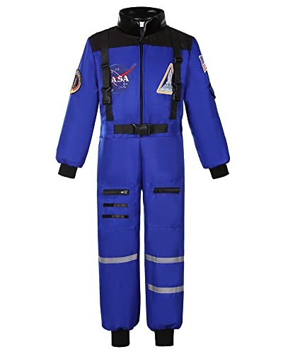 Dormstop Kids Astronaut Costume NASA Space Jumpsuit for Boys Girls Space Pretend Dress up Blue (8-10 Years) - Image 3