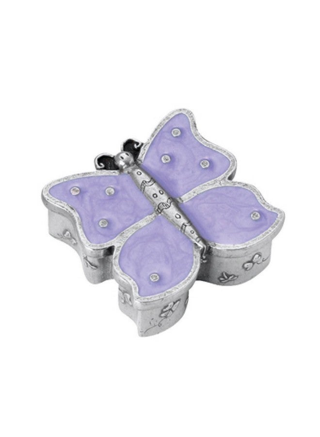 Danforth Butterfly Tooth Fairy Box (Lavender) Handcrafted Pewter Toothfairy Box For Girls 1 38” Made In Usa - Image 1