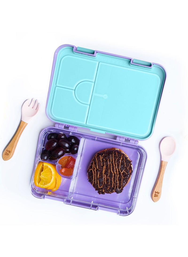 Snack attack صندوق غداء بينتو من سناك أتاك TM للأطفال بلون أرجواني راقصة الباليه للأطفال | 4 أو 6 حجرات قابلة للتحويل خالية من مادة BPA مقاومة للتسرب آمنة للاستخدام في غسالة الأطباق لموسم العودة إلى المدرسة للأطفال الأولاد والبنات والأطفال الصغار  - Image 4