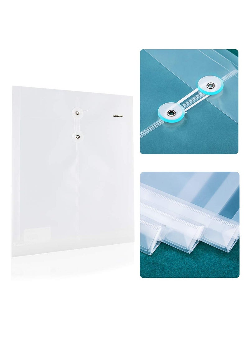 SYOSI - Transparent Plastic Envelope Poly Envelopes, with String Closure Clear Side Loading Folders, Letter Envelopes, Letter and A4 Size Suitable, Office School Supplies Organizer 12ea/Pack (1 Packnt) - Image 1