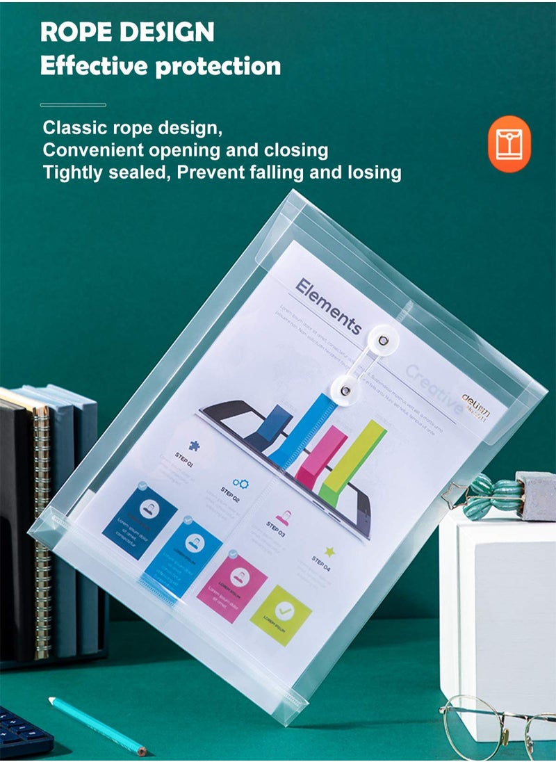 SYOSI - Transparent Plastic Envelope Poly Envelopes, with String Closure Clear Side Loading Folders, Letter Envelopes, Letter and A4 Size Suitable, Office School Supplies Organizer 12ea/Pack (1 Packnt) - Image 1