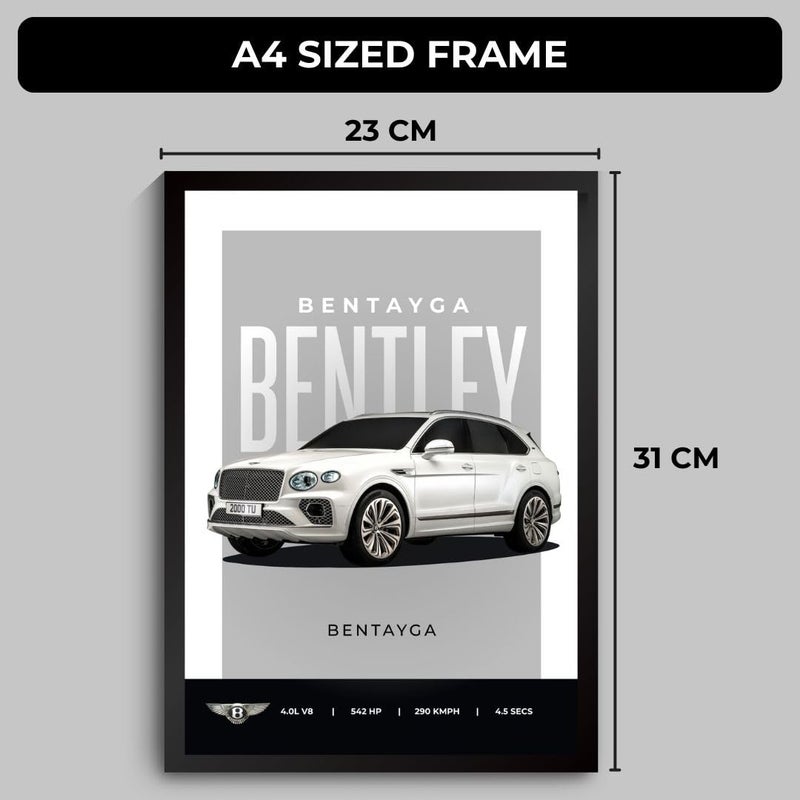 Funk You Bentley Bentayga Poster | Framed Bentley A4 Sized (31 x 23 cm) | Bentayga Car Poster for Wall, Gift for Boys, Luxury Frames | Dream Car Posters for Wall, Bedroom, Hostel, Study Area, Hostel - Image 2