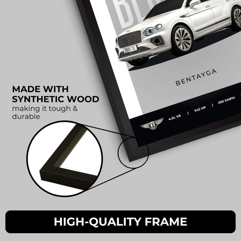 Funk You Bentley Bentayga Poster | Framed Bentley A4 Sized (31 x 23 cm) | Bentayga Car Poster for Wall, Gift for Boys, Luxury Frames | Dream Car Posters for Wall, Bedroom, Hostel, Study Area, Hostel - Image 4