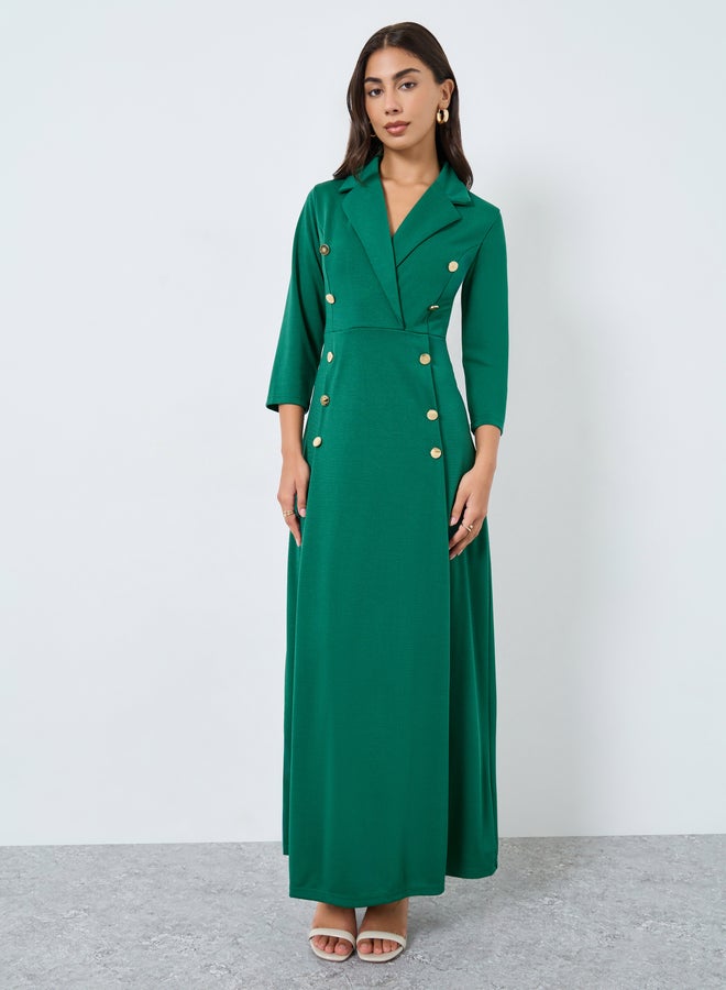 Styli Emerald Green Buttoned Blazer Maxi Dress - Image 2
