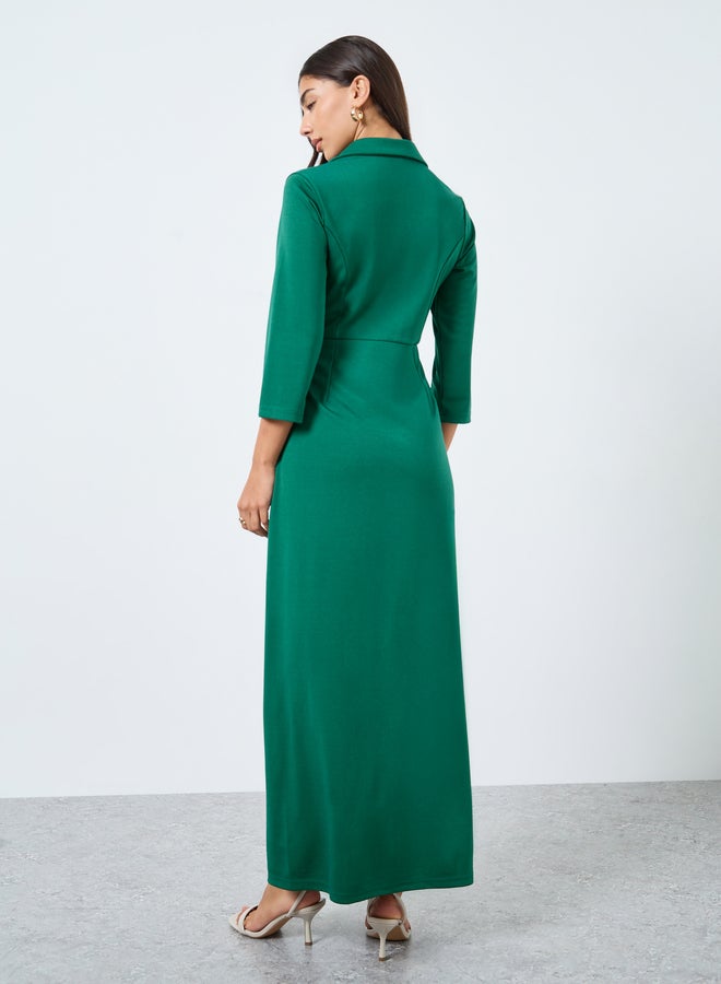 Styli Emerald Green Buttoned Blazer Maxi Dress - Image 5