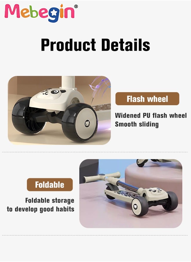 MEBEGIN - Foldable 3 Wheel Scooter with Windmill and Car Basket, Non-Slip Scooter with Light and Music, Kids Kick Scooter, Adjustable Height, Extra-wide Deck for Stability, No Installation Required - Image 1