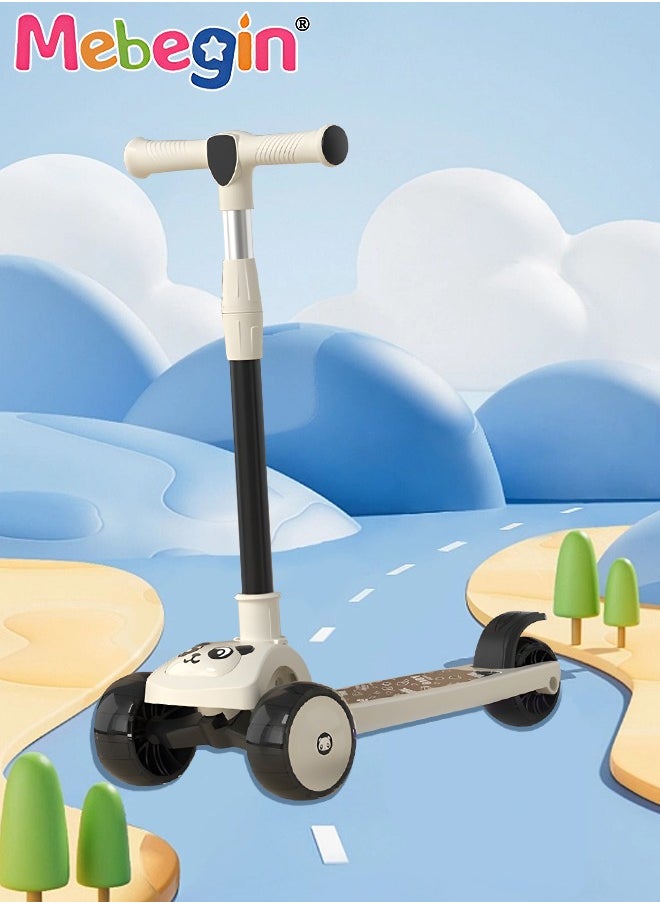 MEBEGIN - Foldable 3 Wheel Scooter with Windmill and Car Basket, Non-Slip Scooter with Light and Music, Kids Kick Scooter, Adjustable Height, Extra-wide Deck for Stability, No Installation Required - Image 1