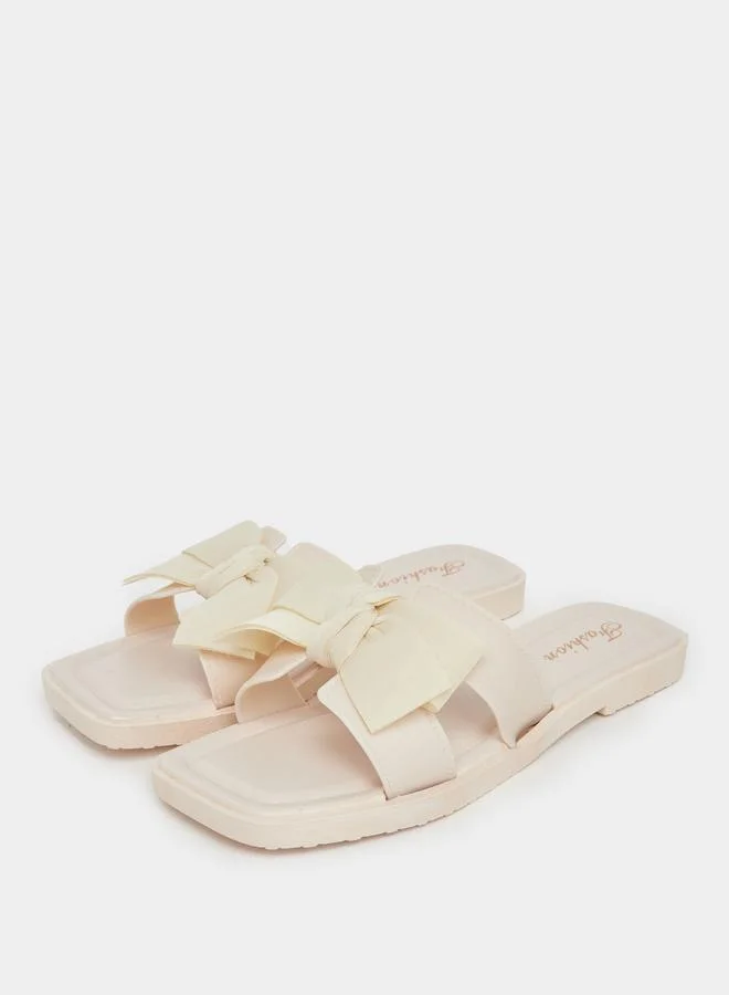 Take Two Take Two Solid Bow Detail Flat Sandals