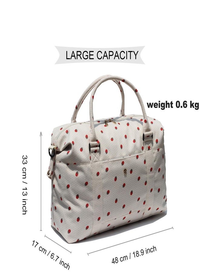 ESVAN Travel Tote Duffel Gym Bag,Weekender Overnight Carry-on Tote Crossbody Bag with Wet Pocket and Trolley Sleeve Upgraded (Corduroy Strawberry) - Image 2