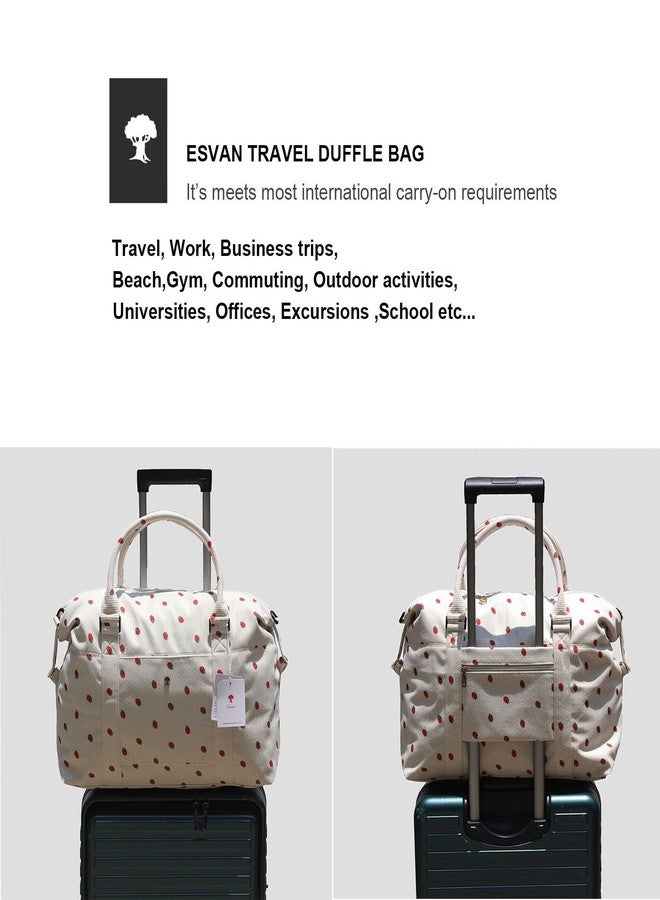 ESVAN Travel Tote Duffel Gym Bag,Weekender Overnight Carry-on Tote Crossbody Bag with Wet Pocket and Trolley Sleeve Upgraded (Corduroy Strawberry) - Image 4