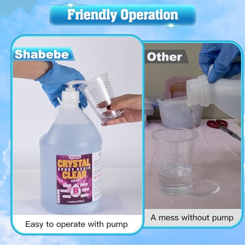 Shabebe Epoxy Resin 2 Gallon Kit, Upgraded Crystal Clear Resin Epoxy Food Safe with Pump, Self Leveling & Bubble Free High-Glossy with Anti-Yellowing for Coating, Casting, Jewelry Making, DIY Craft - Image 5
