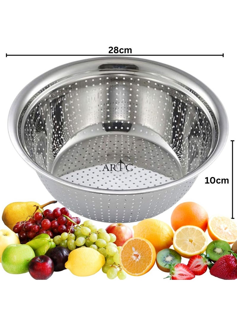 ARTC Stainless Steel Sink Mesh Strainer Basket And Fruits And Vegetable Washing Colander Bowl And Metal Drain Net Silver - Image 1