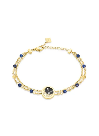 شيروتي 1881 Elettra Gold Plated Navy Sandstone Bracelet for Women with Crystals