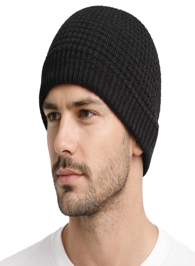 ZIBELL Winter Beanie Cap for Men & Women - Unisex Adults, One Size, Slouchy, Breathable, Lightweight, Warm, Windproof,Acrylic (in, Alpha, Free Size, Black) - Image 1