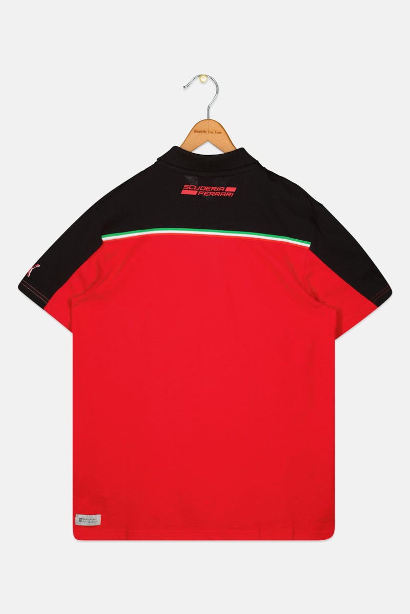 PUMA Kids Boy Brand Logo Short Sleeve Outdoor Polo Shirt, Red - Image 3