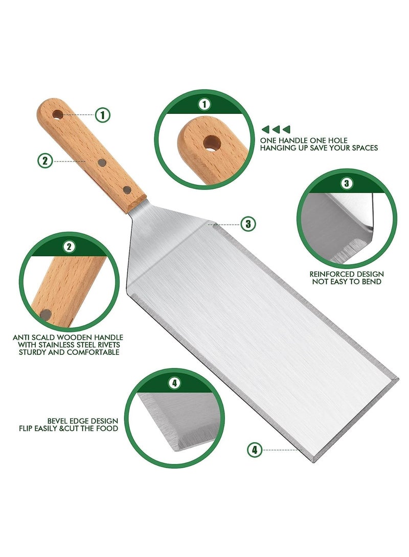 SYOSI Metal Spatula Set - Stainless Steel Pancake Turner and Griddle Flipper Scraper 4x8 inch Oversized Hamburger Turner Great for Griddle BBQ Grill and Flat Top Cooking(3 PCS) - Image 3