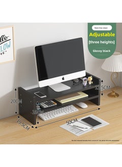 Monitor Stand Computer Elevated Rack Desktop Pad High Base Shelf Storage Keyboard Office Desktop Storage Rack-Color:Black [three Levels Of Adjustable Height]