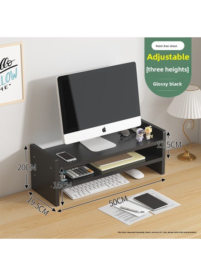Generic - Monitor Stand Computer Elevated Rack Desktop Pad High Base Shelf Storage Keyboard Office Desktop Storage Rack-Color:Black [three Levels Of Adjustable Height] - Image 1
