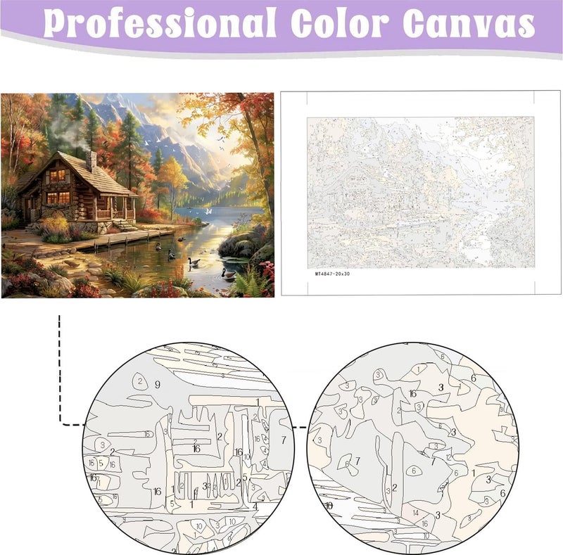 MaiMMaledy Paint by Numbers Kit for Adults Beginners 8Wx12L inch Canvas Pictures with Framed Drawing Painting Works with Wooden Triangle Easel Acrylic Pigment Vase Decoration Riverside Scenery - Image 5