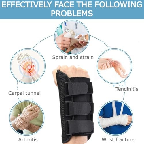 NUCARTURE Wrist support for Pain Relief Carpel Tunnel Thumb Support for Men & Women Wrist Splint Brace Protector with Adjustable Compression Straps Thumb stabilizer Tunnel Syndrome (Right Hand) - Image 4