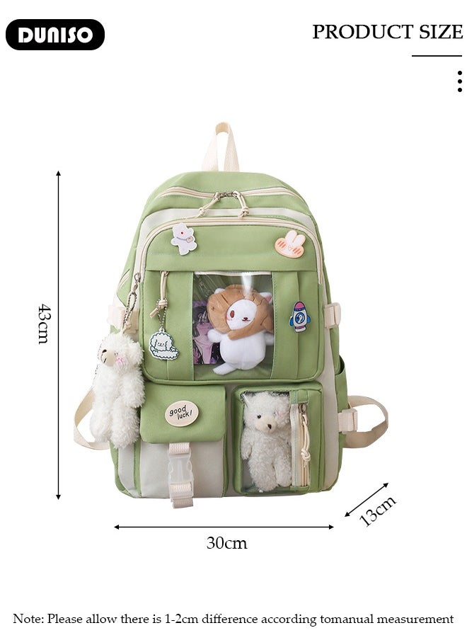 DUNISO 5 Pcs School Bags Set With Anti-Theft,School Backpack Set For Girls With Multiple Pockets ,Anime And Cartoon Schoolbag Set For New Semester Gifts ,Fashion Bookbag Set For Primary Elementary High School And Girls Kindergarten  - Image 4