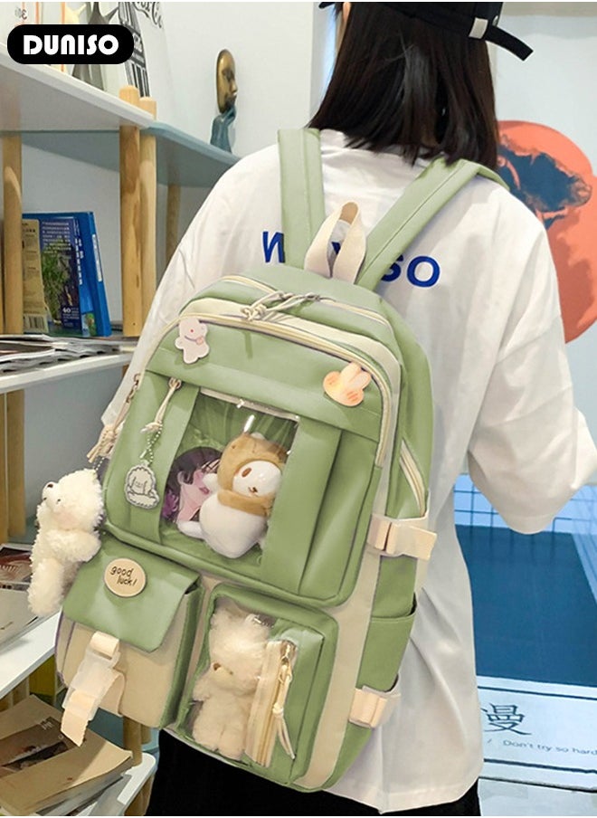 DUNISO 5 Pcs School Bags Set With Anti-Theft,School Backpack Set For Girls With Multiple Pockets ,Anime And Cartoon Schoolbag Set For New Semester Gifts ,Fashion Bookbag Set For Primary Elementary High School And Girls Kindergarten  - Image 3