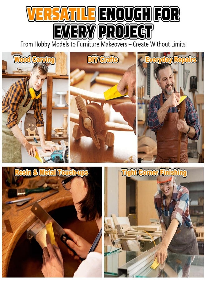 TOVPADE 54PCS Premium Micro Sander, Detail & Mini Sander Block - Precision Small Hand Sanding Tool, 80-800 Grit Sandpaper Kit, 3-in-1 Set for Wood, Crafts, Furniture, Tight Spaces & DIY Projects - Image 5