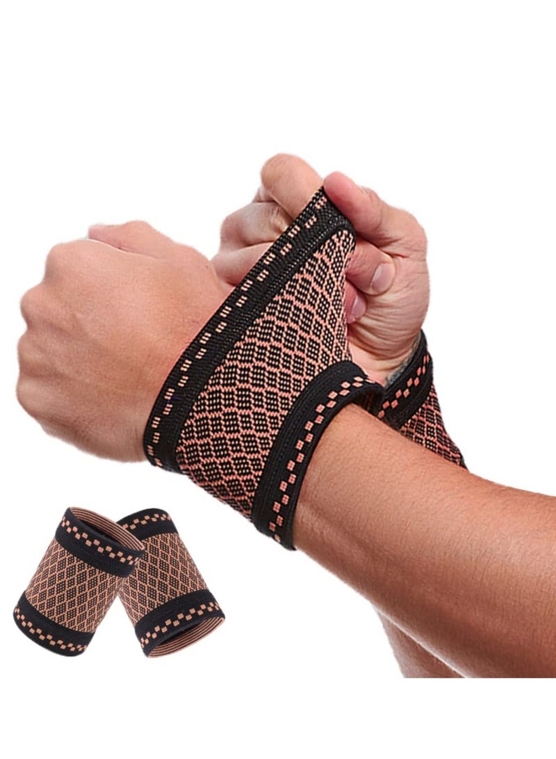 Excefore Copper Wrist Compression Sleeves, Elastic Wrist Support Sleeve Wrist Braces for Tendonitis Comfortable and Breathable for Arthritis, Tendonitis, Sprains, Workout, Wrist Support for Women and Men - Image 1