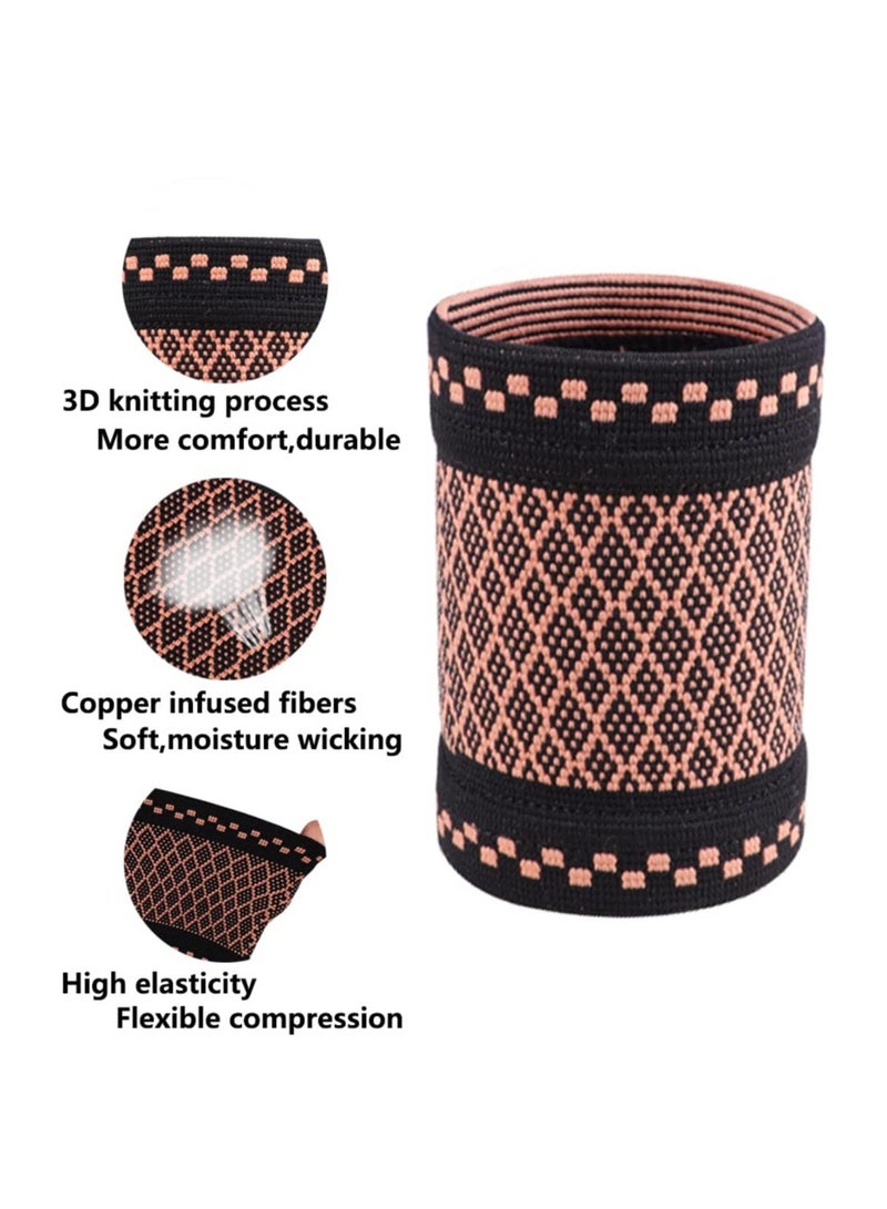 Excefore Copper Wrist Compression Sleeves, Elastic Wrist Support Sleeve Wrist Braces for Tendonitis Comfortable and Breathable for Arthritis, Tendonitis, Sprains, Workout, Wrist Support for Women and Men - Image 3