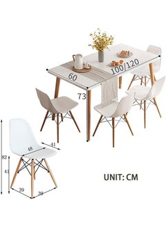 Golden Dining Table Set,5 Piece Kitchen Table and Chair Set,Modern Leisure Coffee Table Wooden Square Table with 4 Chairs for Living Room Office Meeting Room Kitchen and Cafeterias(100cm)  - Image 2