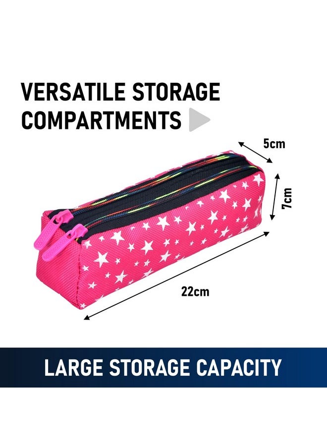 Kuber Industries - Kuber Industries Pencil Pouch|Rexine Stationary Pouch|Pencil Utility Pouch|School Pencil Case for Kids|2 Zipper Pencil Organizer|Star Pencil Pouch|Pack of 3|Multi - Image 1