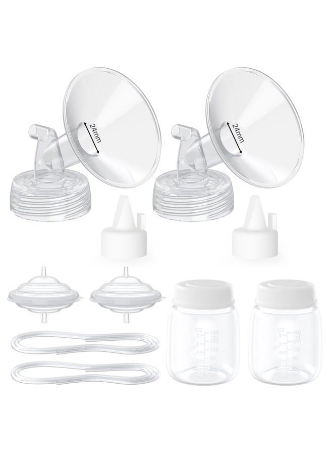 Paruu Pump Parts Compatible with Spectra S1/S2/9 Plus, Not Original Accessories, Full Set Replacements Include 24mm Flanges, Valves, Backflow Protectors (Duckbills Included), Tubings and Bottles - Image 1