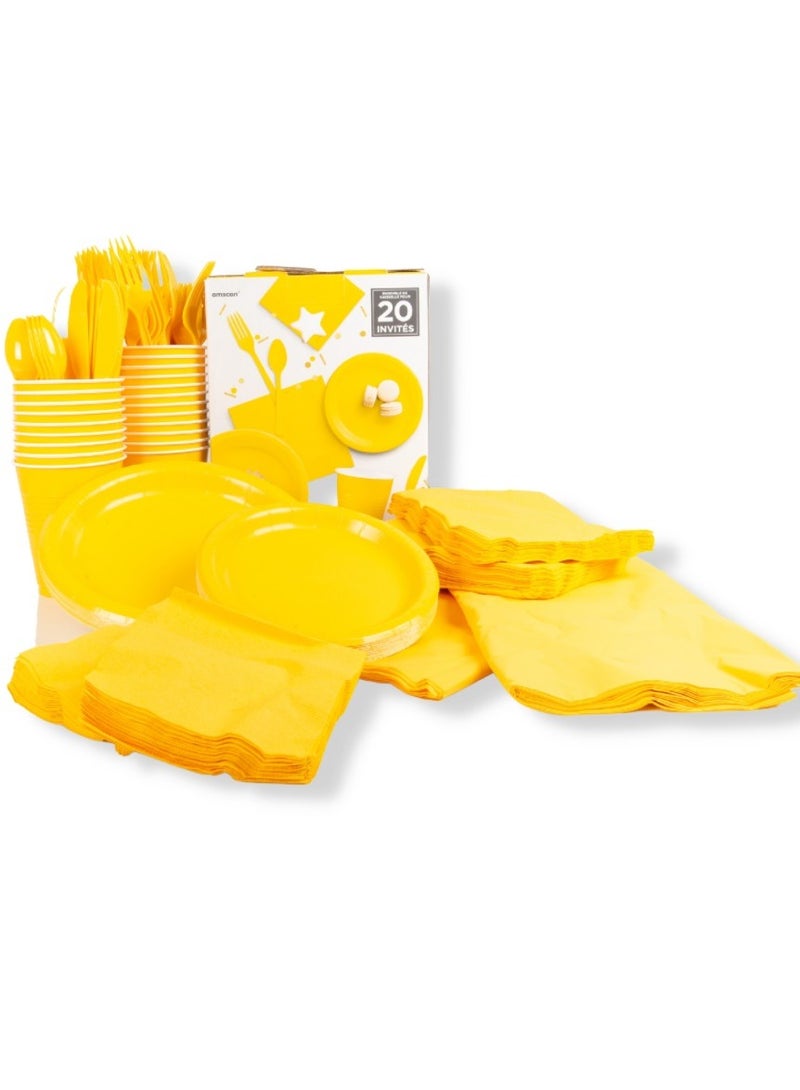 Amscan Yellow Sunshine Premium Party Tableware Kit for 20 Guests - Image 2