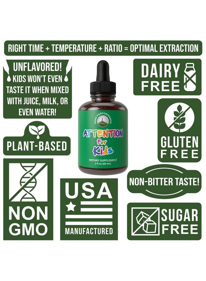 Peak Performance Kids Focus Drops. Attention Deficit Liquid Supplement for Concentration, Attention, Brain, Memory. No Bitter Taste. Natural Non-Habit Forming Sugar Free 7-in-1 Vegan Nootropic for Children, Teenagers - Image 3