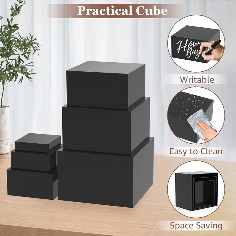 TPGP 6Pcs Black Buffet Risers Set (5"-10") - Acrylic Display Stands for Catering and Desserts - Image 4