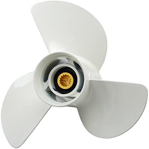 GELAIDI 13 1/4 x 17-K Upgrade Aluminum Outboard Propeller- For Yamaha Engines 60HP 70HP 75HP 80HP 85HP 90HP 115HP 130HP，15 Spline Tooth，3-Blade，RH, NO. 6E5-45945-01-EL,Boat Motor Aluminum Propeller, white - Image 1