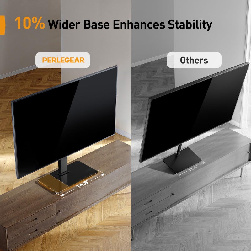 Perlegear Tabletop TV Stand, Universal TV Stand for 23â€“60 Inch LCD/LED/OLED TVs, Height-Adjustable TV Mount Stand with Tempered Glass Base & Cable Management, VESA 400x400mm, PGTVS02 ï»¿ - Image 4