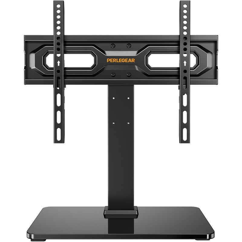 Perlegear Tabletop TV Stand, Universal TV Stand for 23â€“60 Inch LCD/LED/OLED TVs, Height-Adjustable TV Mount Stand with Tempered Glass Base & Cable Management, VESA 400x400mm, PGTVS02 ï»¿ - Image 1