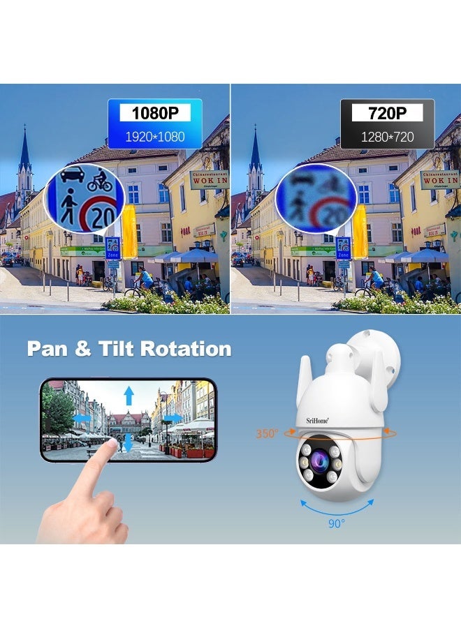 SriHome 4CH Wireless Security Camera System with 10.1 Inch Monitor, 4 x 1080P PTZ WiFi Cameras, Color Night Vision, Two-Way Audio, Motion Detection, Remote Viewing, Indoor Outdoor Surveillance Kit - Image 5