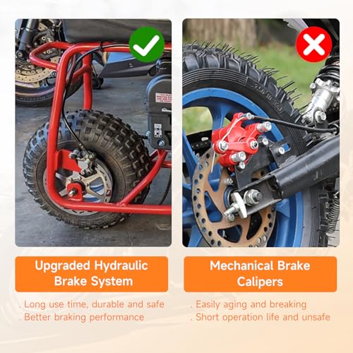 FVRITO 50 Inch Upgraded Left Hydraulic Disc Hand Brake Master Cylinder Caliper Assembly for 97cc 2.8HP Baja Doodle Bug DB30 Blitz Dirt Bug Racer Mini Bike Motorsports Go Karts - Image 2