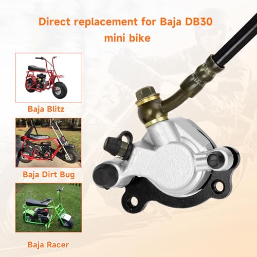 FVRITO 50 Inch Upgraded Left Hydraulic Disc Hand Brake Master Cylinder Caliper Assembly for 97cc 2.8HP Baja Doodle Bug DB30 Blitz Dirt Bug Racer Mini Bike Motorsports Go Karts - Image 4
