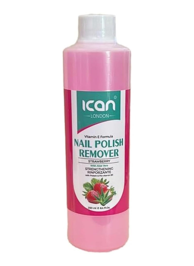 iCan London Strawberry Vitamin E Formula Nail Polish Remover 250ml 