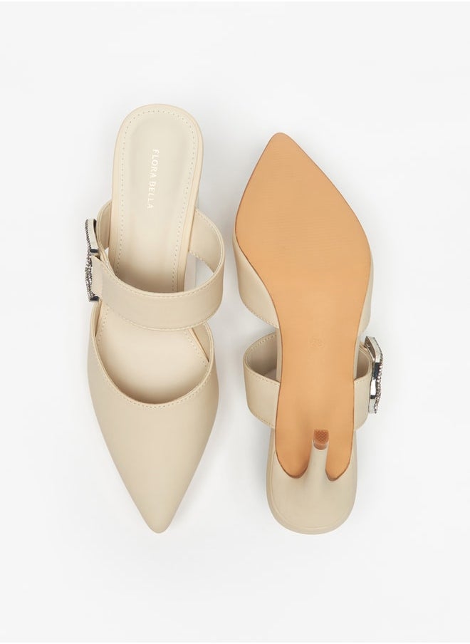 Flora Bella By Shoexpress - Womens Embellished Slip-On Mules With Stiletto Heels - Image 1
