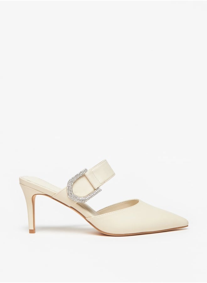 Flora Bella By Shoexpress - Womens Embellished Slip-On Mules With Stiletto Heels - Image 1